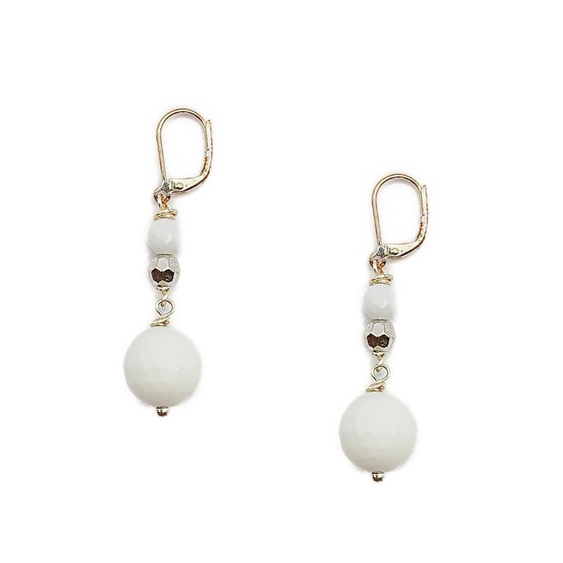 White Disco Earrings