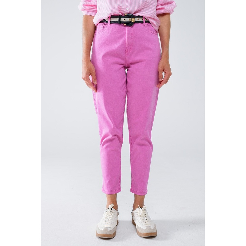 Ankle Skinny Basic Jeans In Pink