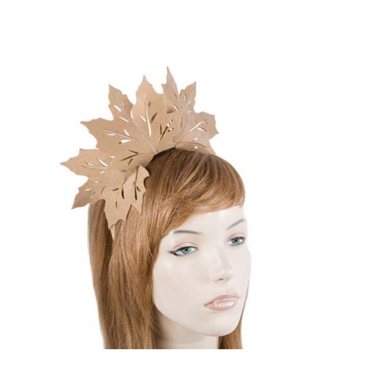 Beige laser cut maple leafs on headband