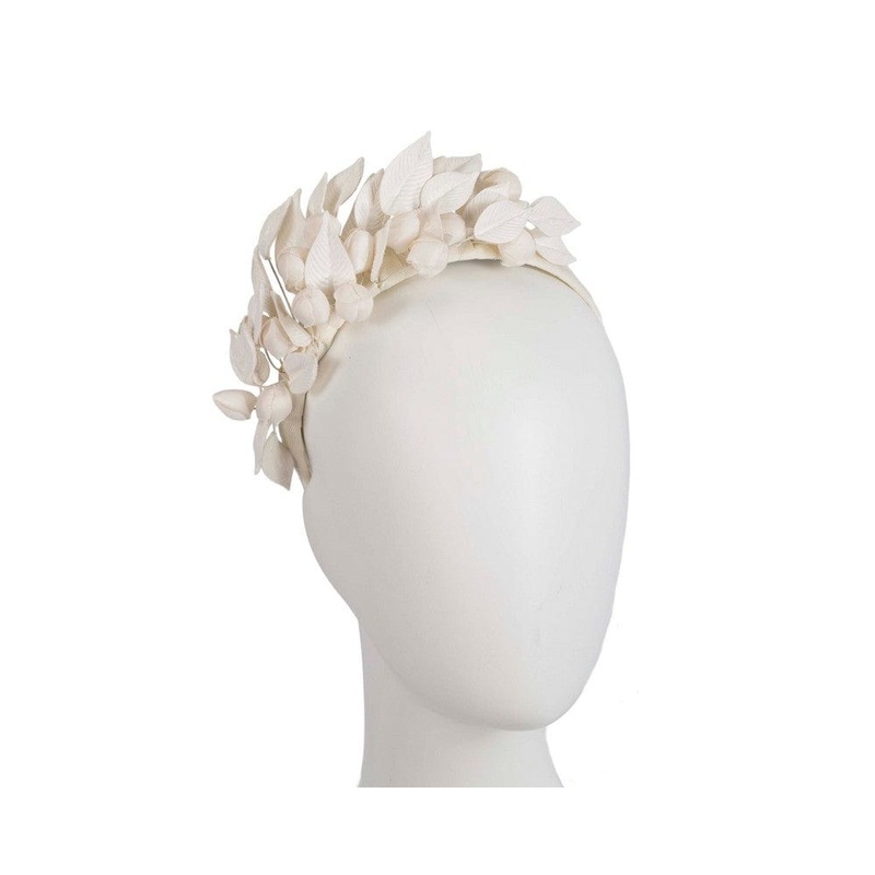 Cream sculptured leather flower headband fascinator by Max Alexander