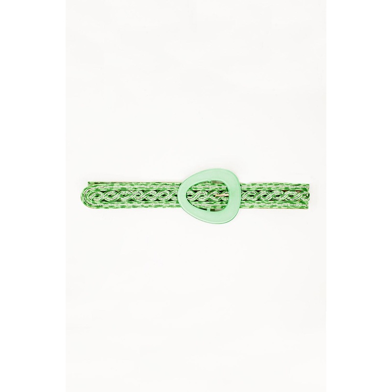Crystal Embellished Belt In Green