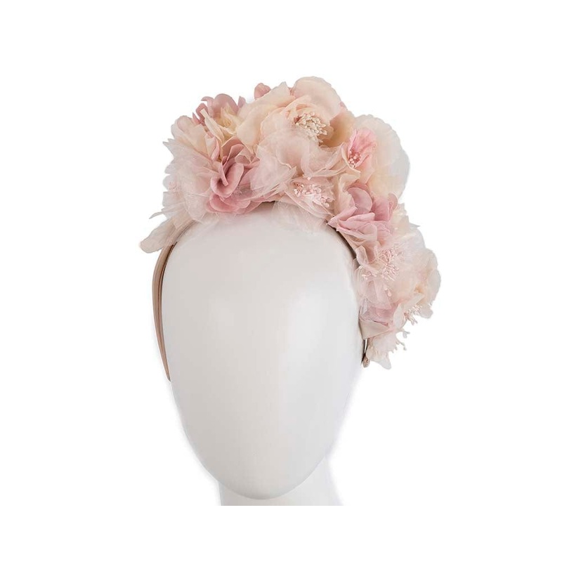 Exclusive pink silk flower headband fascinator