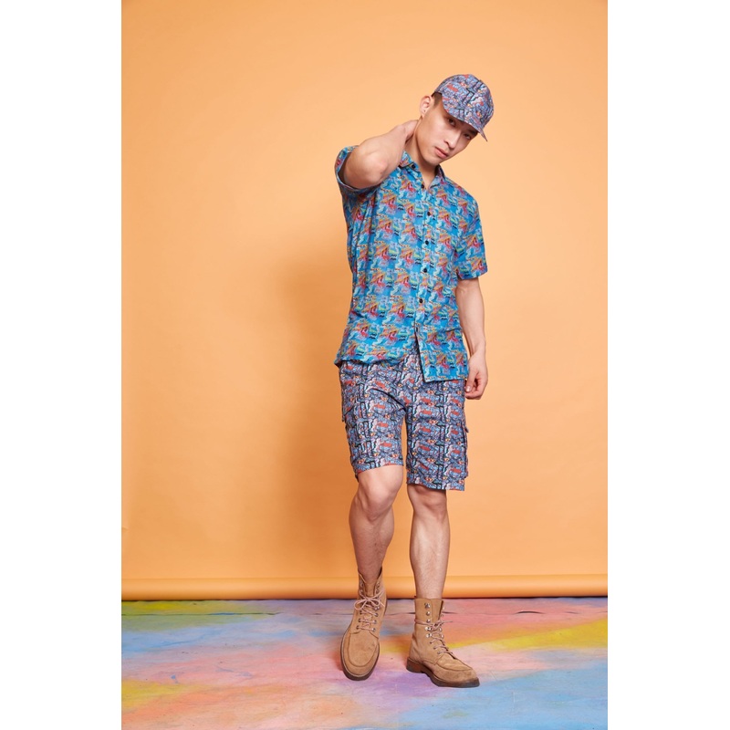 Lavanya Coodly Men’s Levi Blue Graffiti Organic Cotton Short Sleeve Shirt