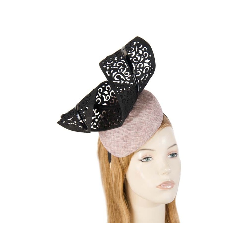 Pink & Black pillbox with laser-cut trim by Fillies Collection