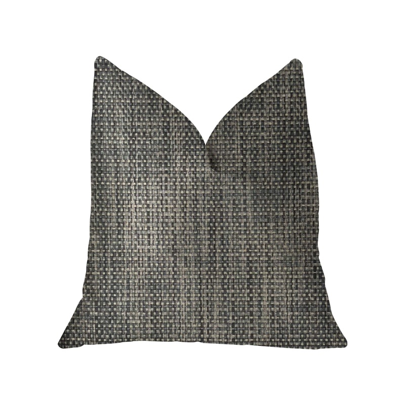 Plutus Bluejay Cayne  Blue and Gray Luxury Throw Pillow