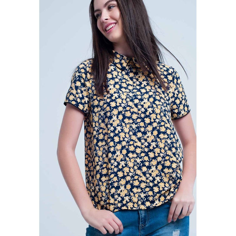 Shirt With Yellow Flowers Print