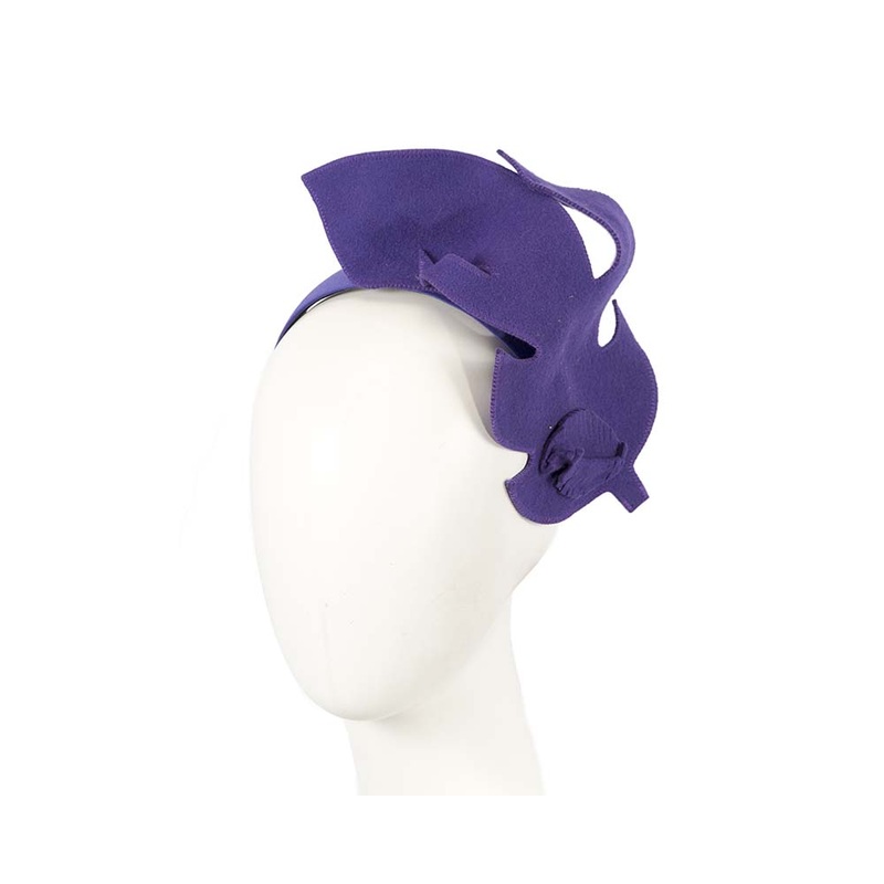 Unusual purple felt Max Alexander fascinator for races buy online in Australia