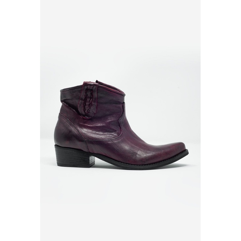 Western Sock Boots In Maroon With Detail On The Side