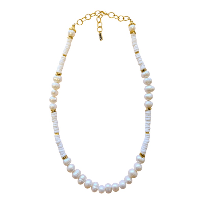 Women’s Bova Long 32″ Necklace In White Pearls & Shells  | MINU