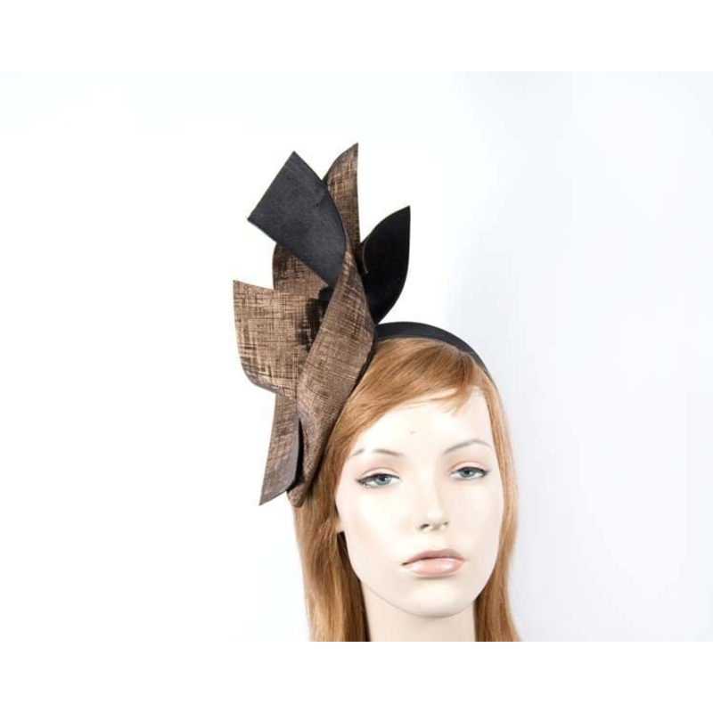 Bronze black leather fascinator