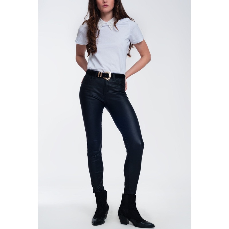 Coated Pants In Black