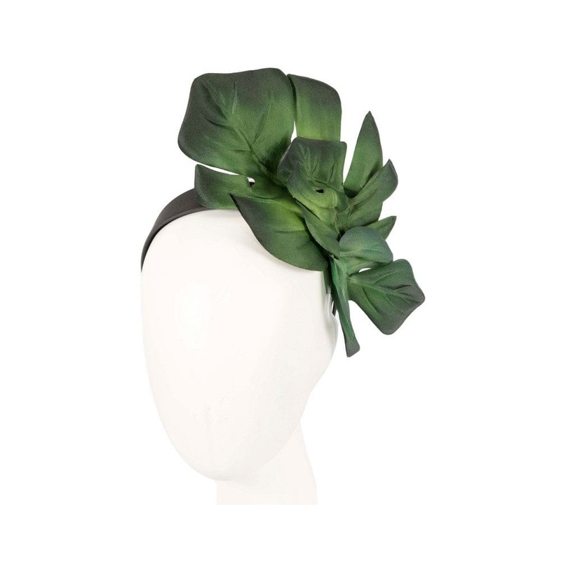 Green monstera leaves fascinator by Max Alexander