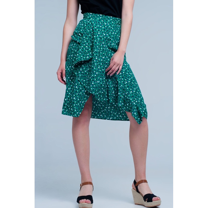 Green Skirt With Flower Print