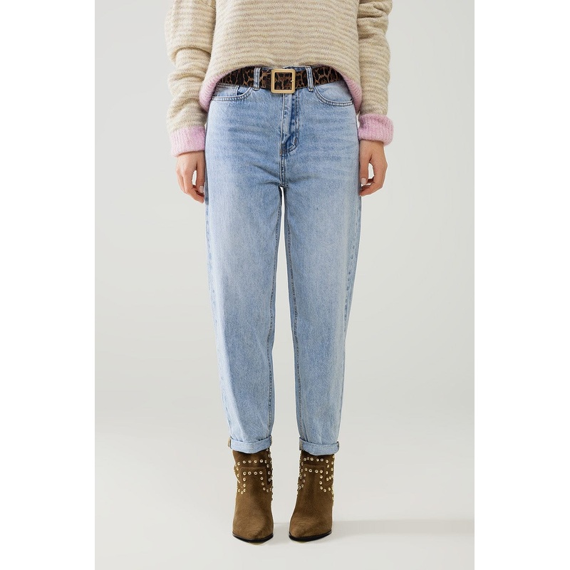 High Waist Straight Leg Jeans In Light Wash