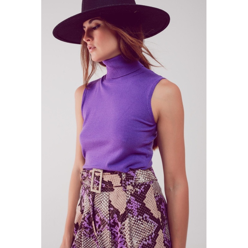 Knitted Tank Jumper In Purple