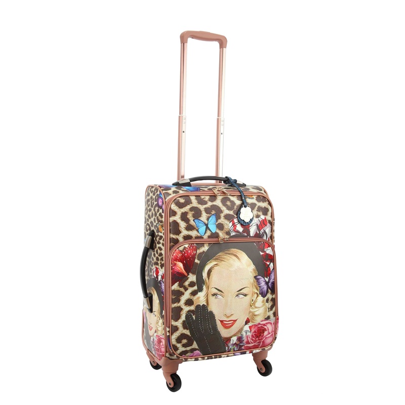 Leopard Vintage Carry on Luggage with Spinner Wheels