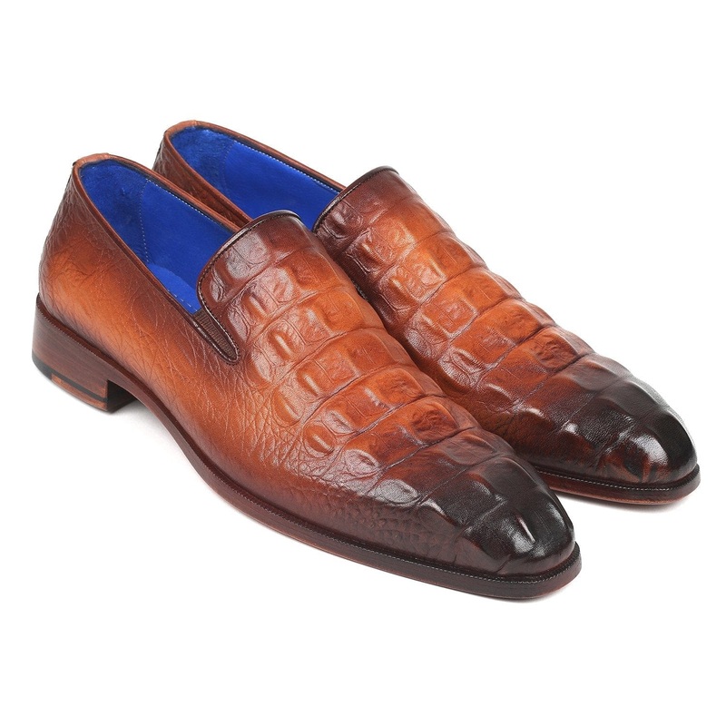 Paul Parkman Brown Crocodile Embossed Calfskin Loafers (ID#5576-BRW)