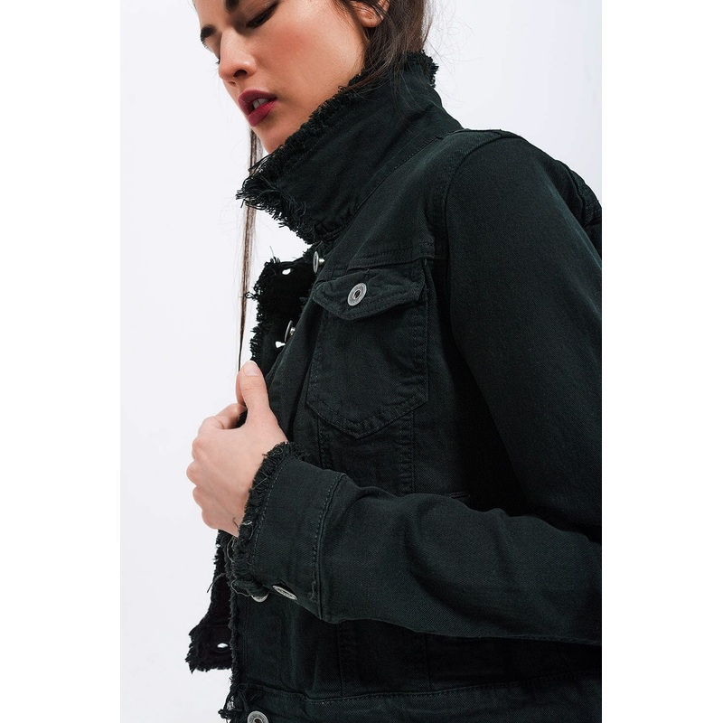 Raw Edge Black Denim Jacket