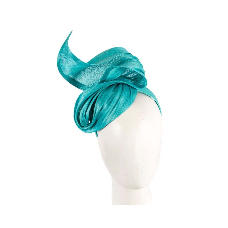 Turquoise designers racing fascinator by Fillies Collection