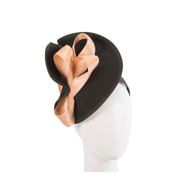 Twisted black & nude felt fascinator by Fillies Collection
