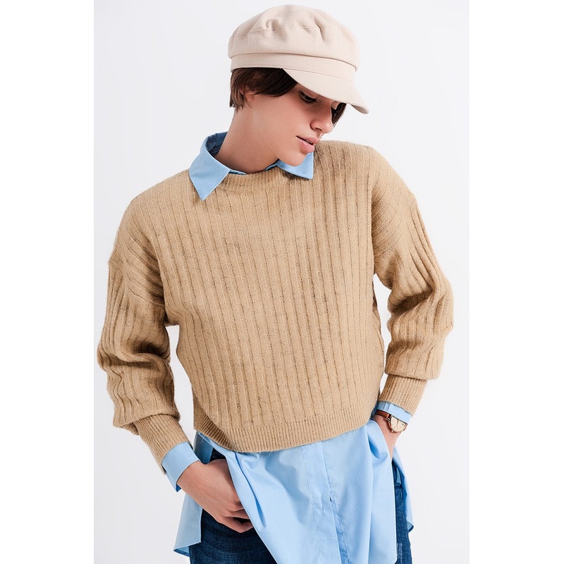 Beige Sweater In Stripe