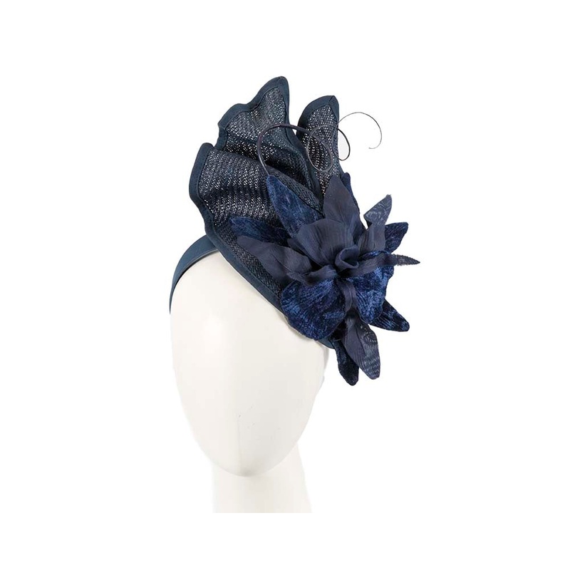 Bespoke navy fascinator with flower