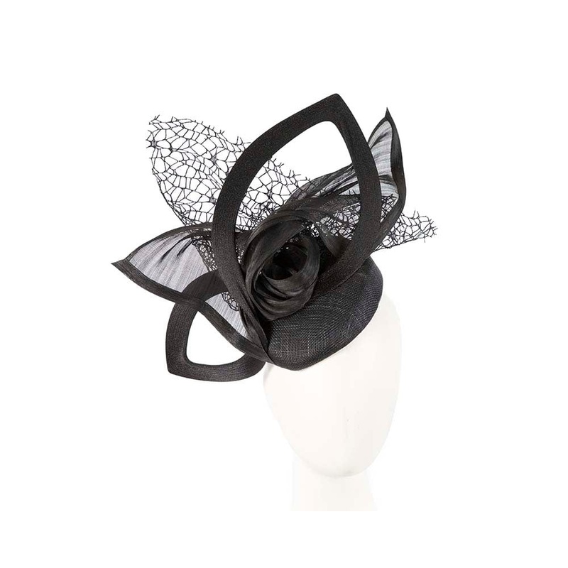 Bespoke sculptured black fascinator by Fillies Collection