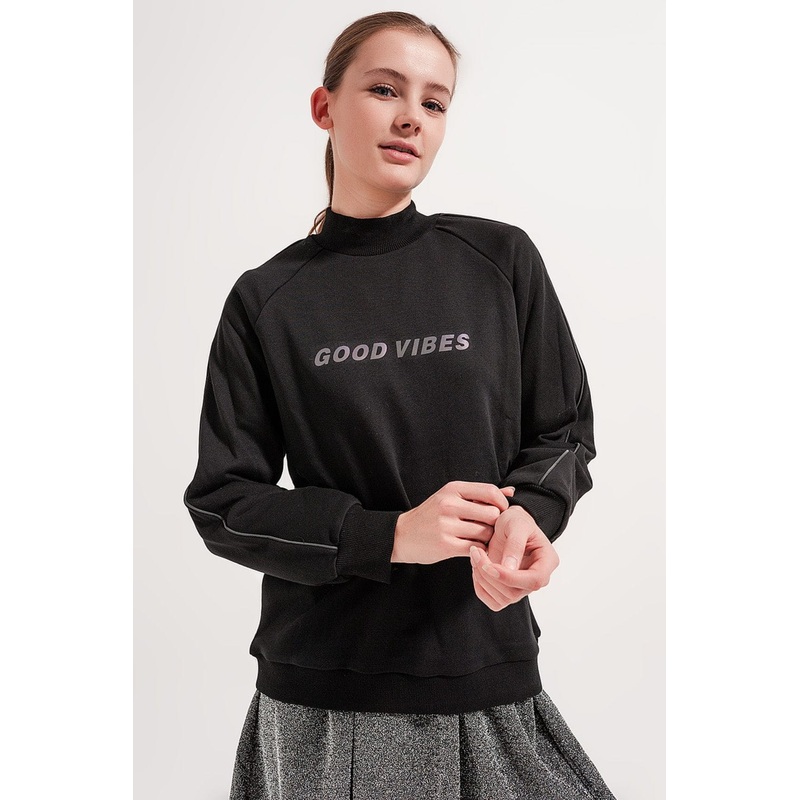 High Neck Sweatshirt In Black