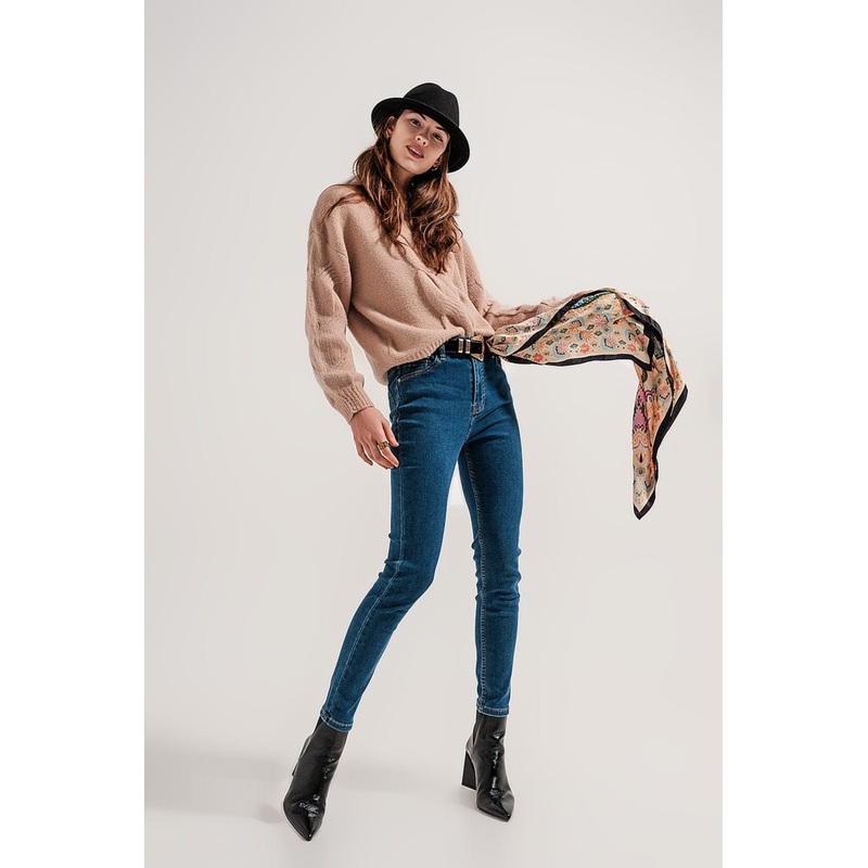 High Waist Super Skinny Jeans In Medium Blue