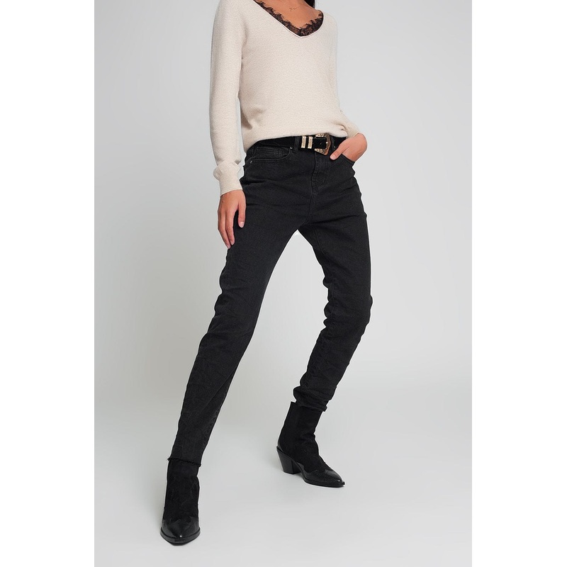 High Waisted Mom Jeans In Black