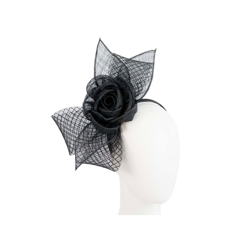 Large black sinamay bow racing fascinator by Max Alexander