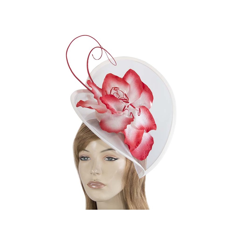 Large white & red flower heart fascinator