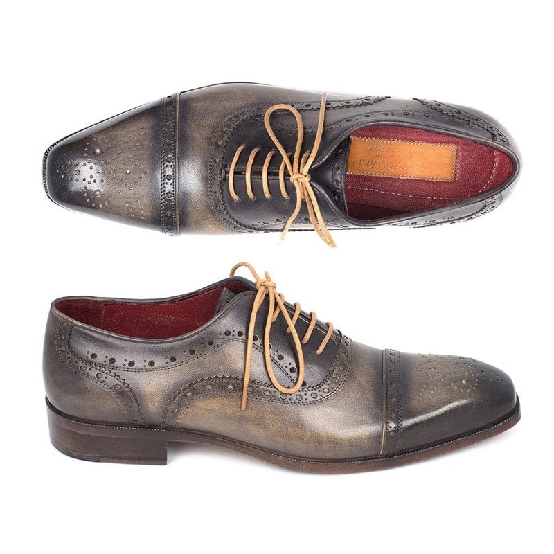 Paul Parkman Men’s Captoe Oxfords Gray (ID#024-GRAY)