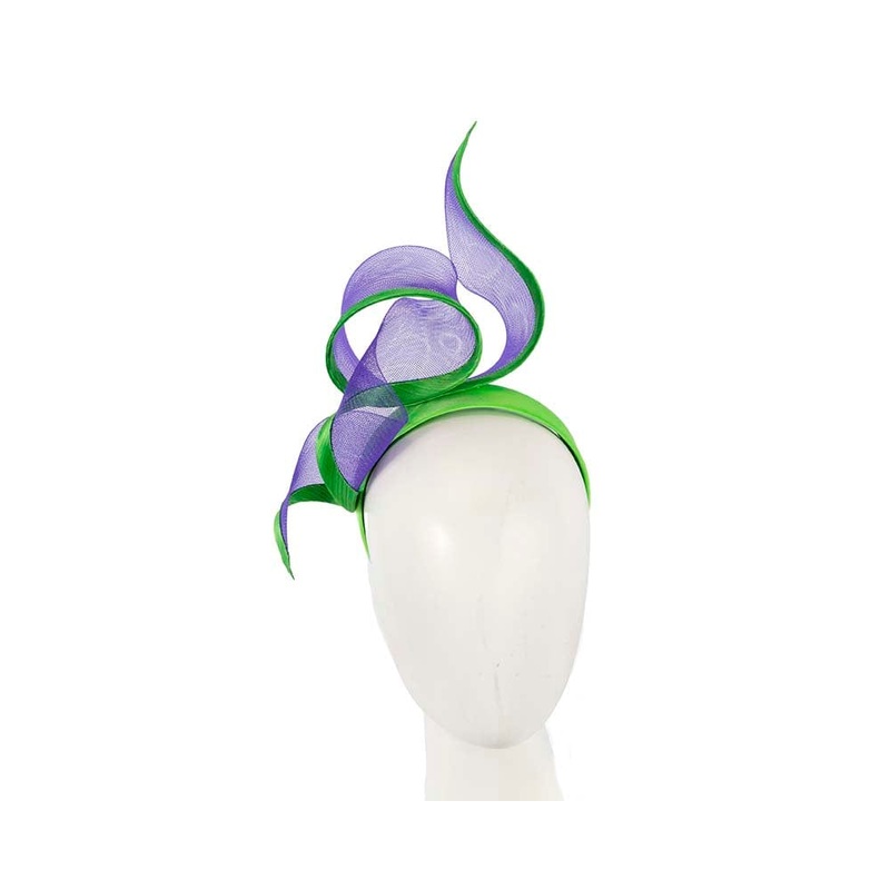 Sculptured purple & lime racing fascinator by Fillies Collection
