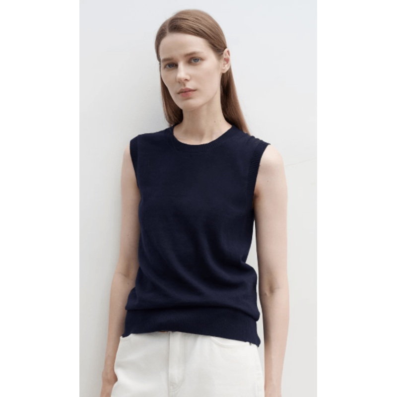 “Six Pence” Round Neck Knitted Sweater Vest for Women