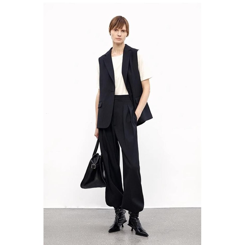 Wool Blend High-Waisted Slimming Suit Pants for Women