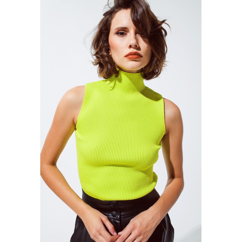 Knitted Lime Top Without Sleeves