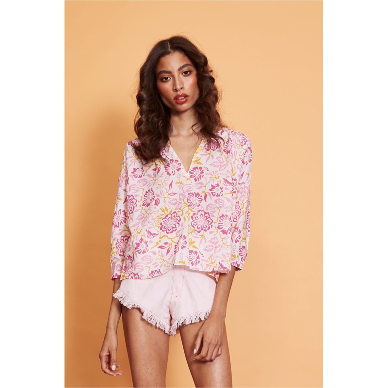 Lavanya Coodly Women’s Joseline Cotton Blouse In Multicolor Floral Motif