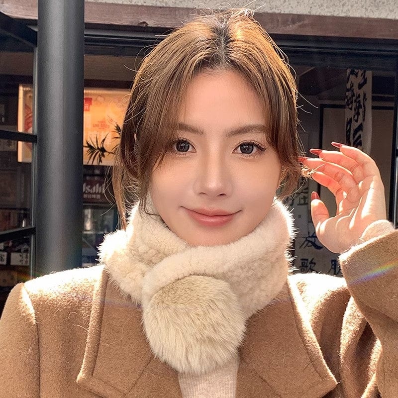 Mink Fur Scarf Autumn and Winter Warm Double-Sided Fox Fur Ball Scarf