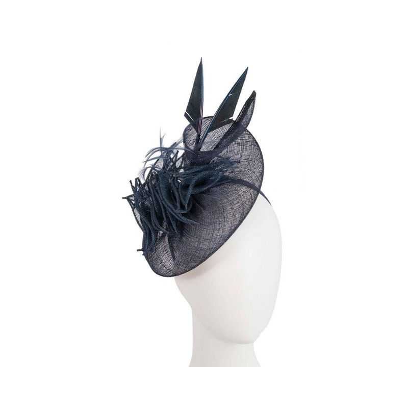Navy sinamay racing fascinator by Max Alexander