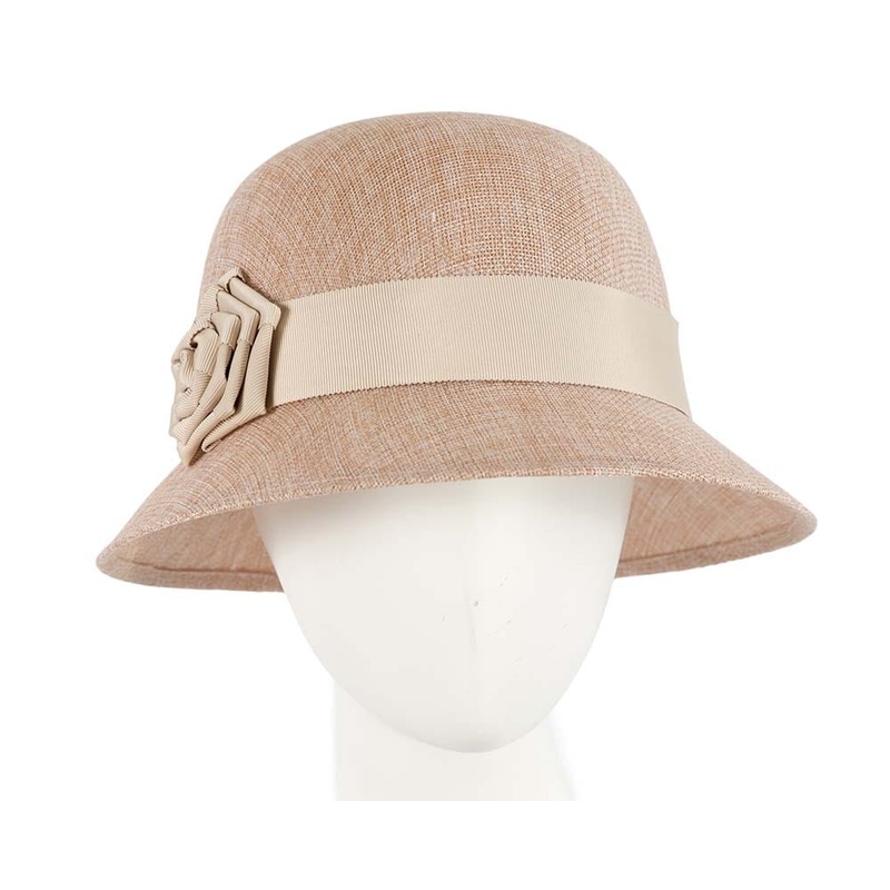 Nude cloche hat by Max Alexander