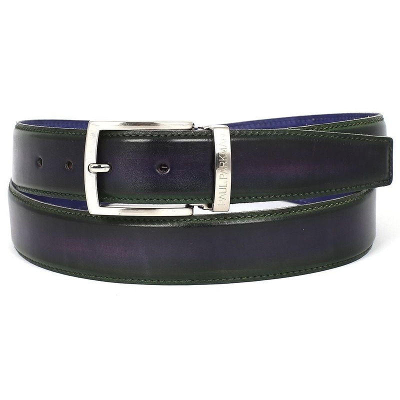 PAUL PARKMAN Men’s Leather Belt Dual Tone Green & Purple (ID#B01-GRN-PURP)
