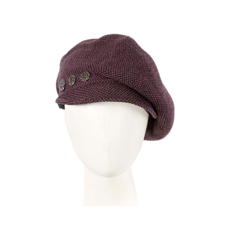 Warm burgundy wool winter fashion beret by Max Alexander