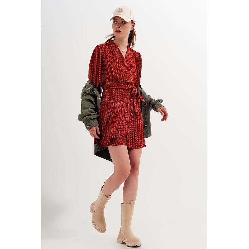 Wrap Mini Dress In Geo Print