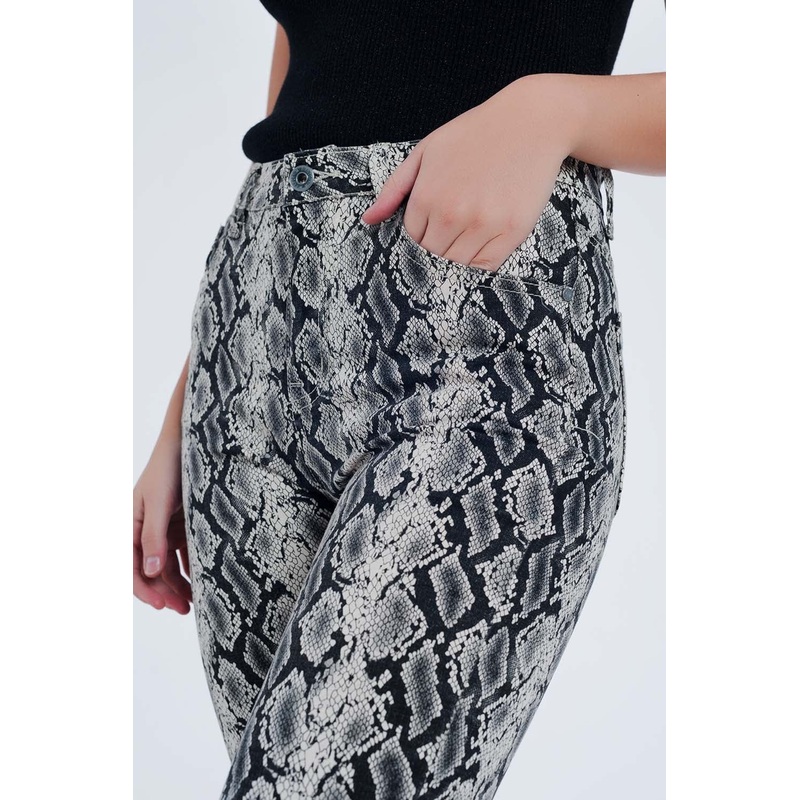Black Pants With Snake Print