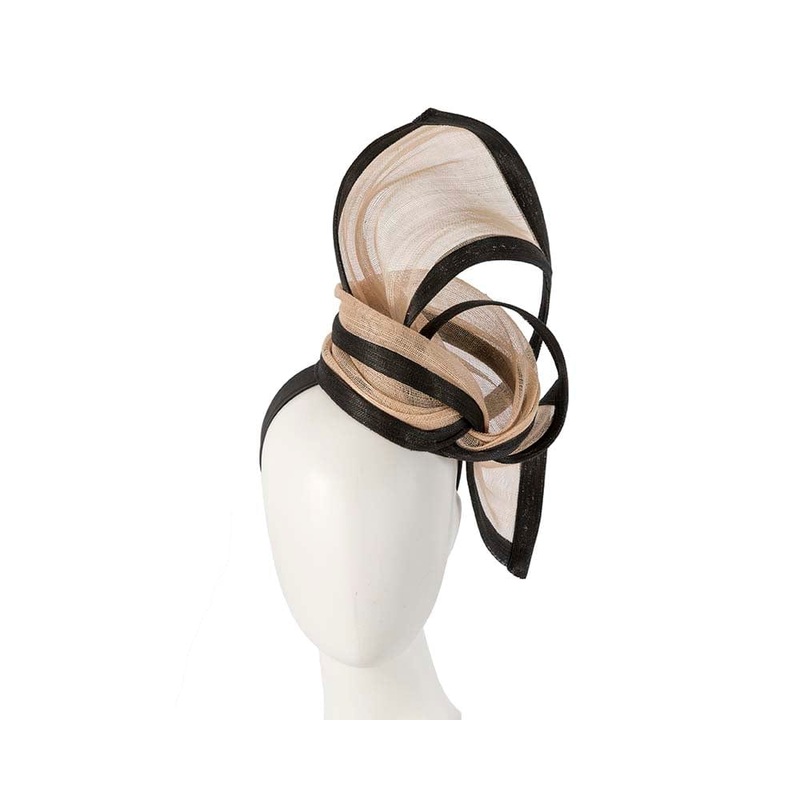 Exclusive nude & black tall fascinator for Melbourne Cup races