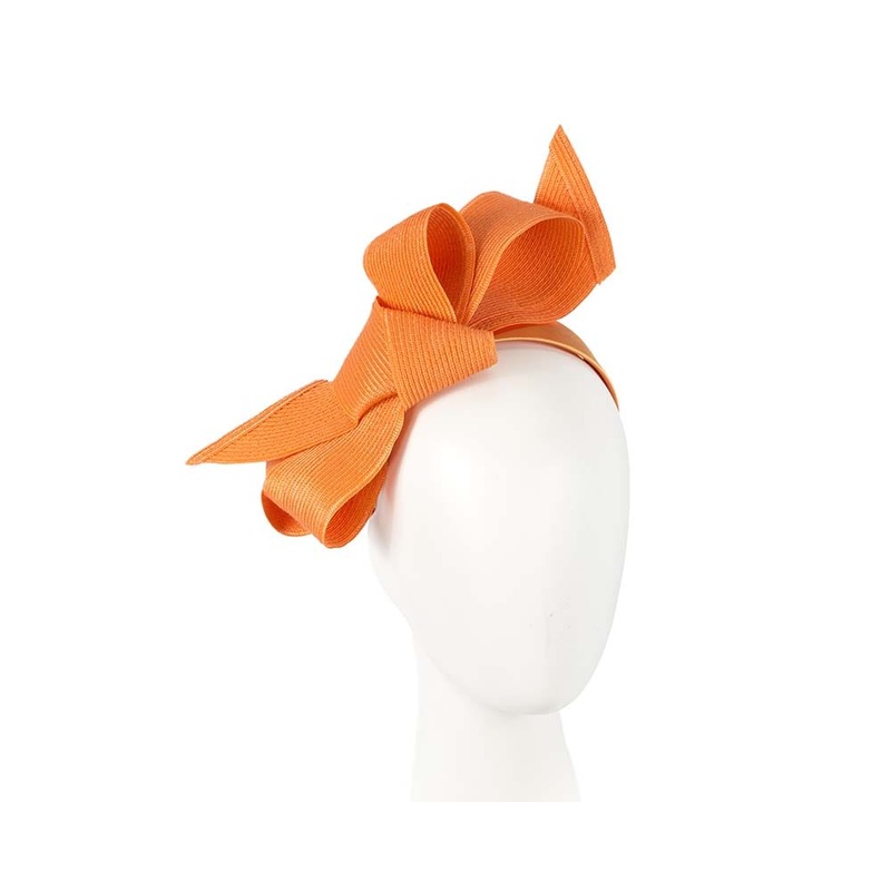 Large orange bow racing fascinator by Max Alexander