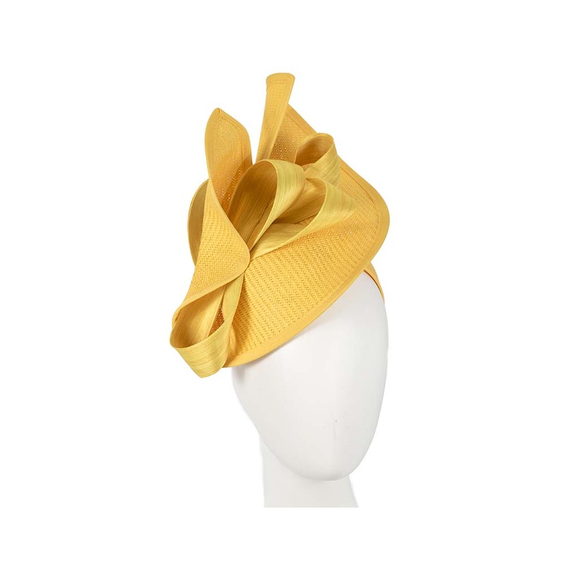 Large yellow Fillies Collection racing fascinator with bow