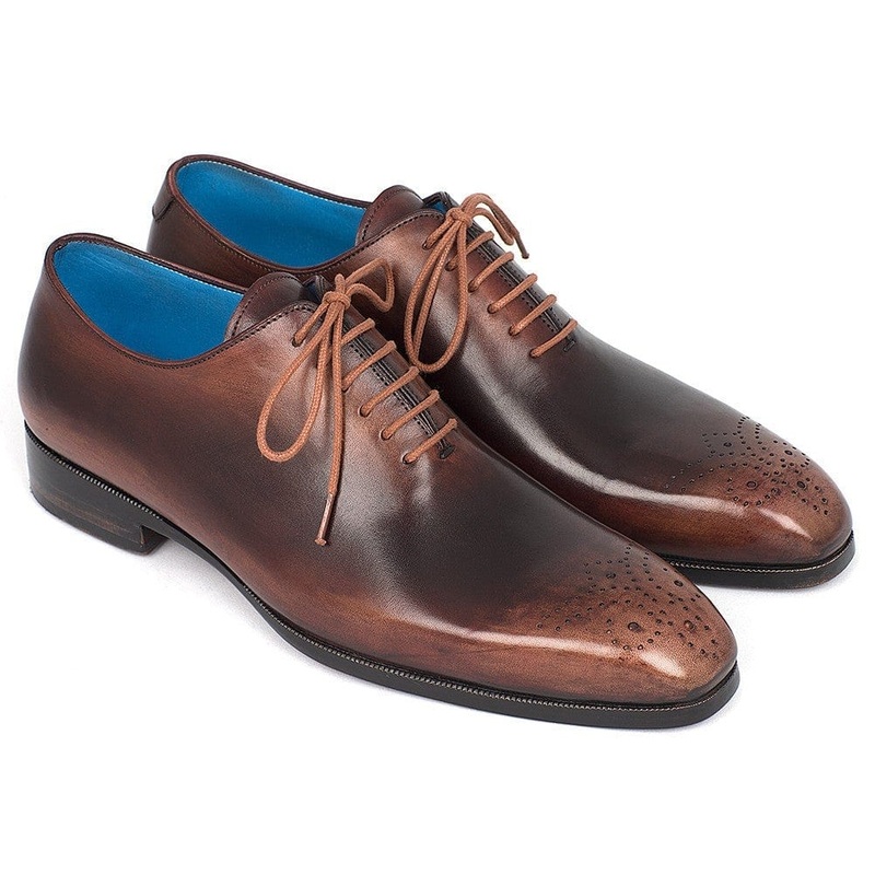 Paul Parkman Men’s Camel & Brown Wholecut Oxfords (ID#KR254CML)