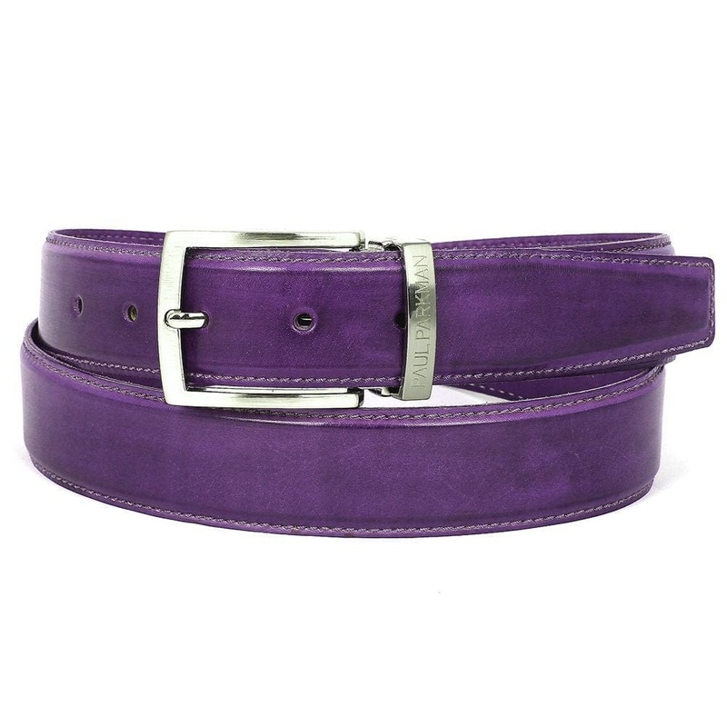 PAUL PARKMAN Men’s Leather Belt Hand-Painted Purple (ID#B01-PURP)